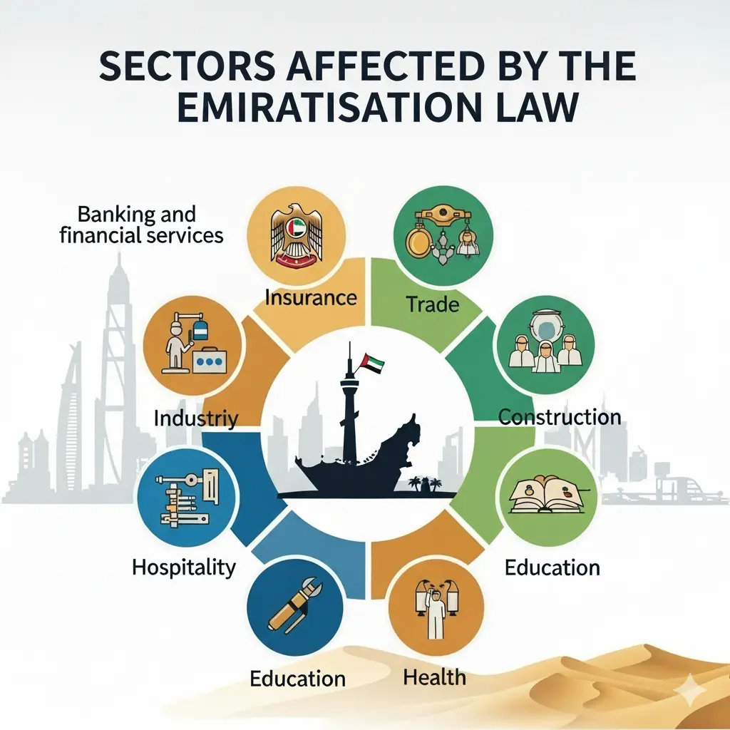 Different sectors of emiratisation Law